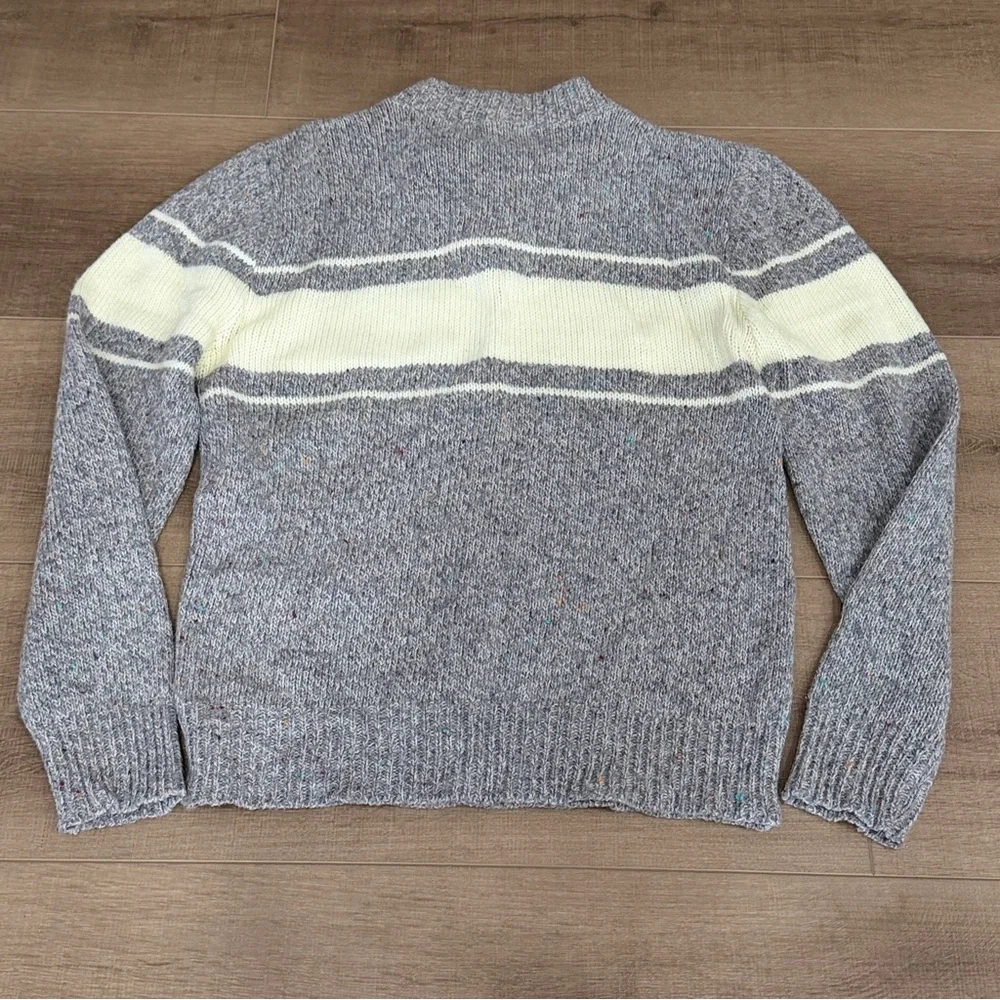 Victoria Dry Goods Wool Blend Vintage Sweater Men L Gray Cream Speckled USA Made - Picture 3 of 11